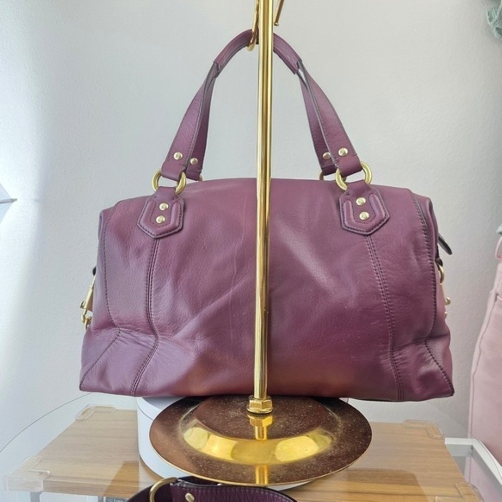 Coach Campbell Domed Satchel Plum Purple Leather‎ Handbag F25151 Gold Hardware - Picture 2 of 15
